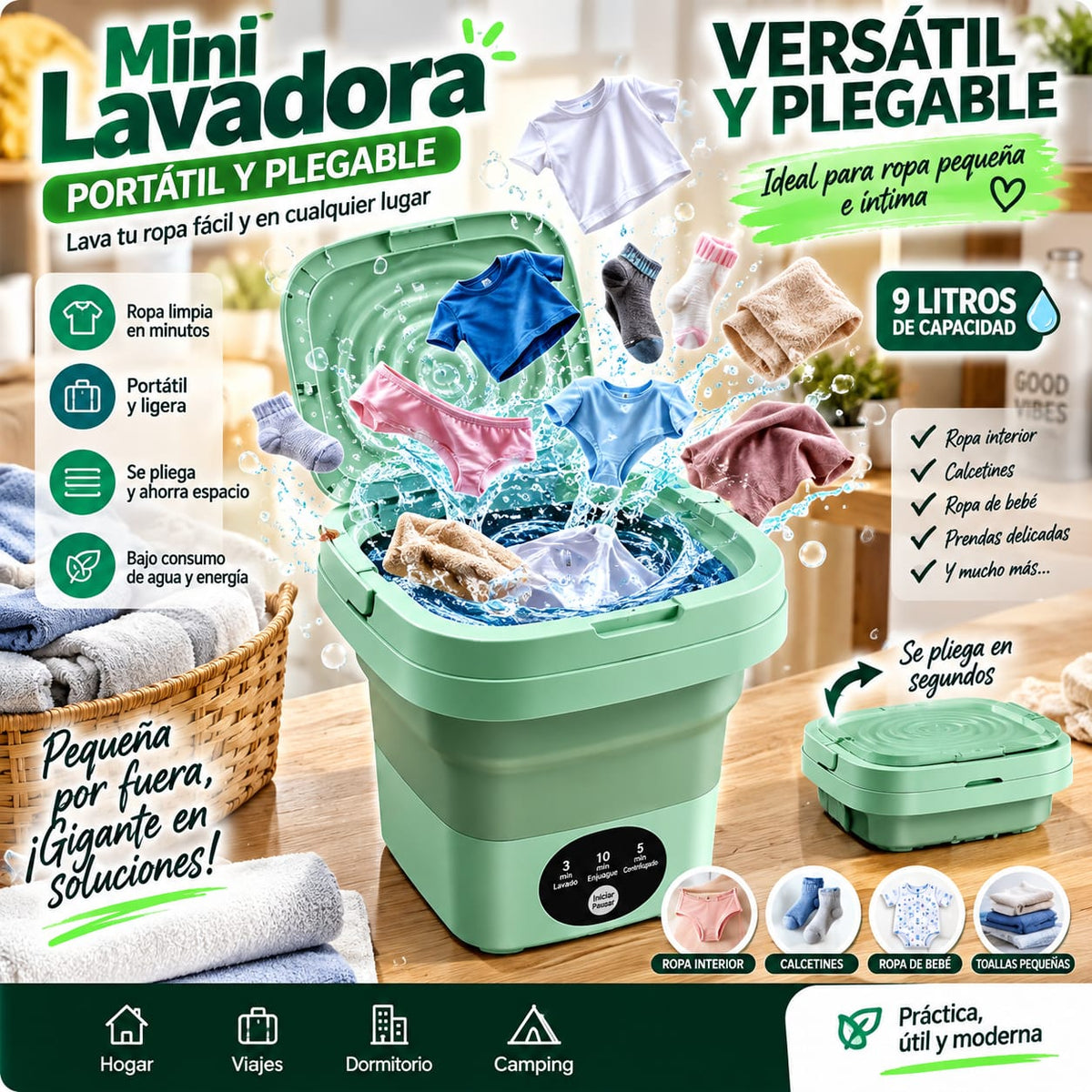 MINI LAVADORA PORTÁTIL PLEGABLE